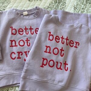 Twins Matching Lilac Christmas Themed Sweatshirts